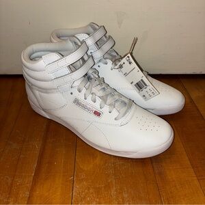 Reebok Freestyle Hi Athletic Shoe High Top Sneaker Trainers White Womens 10